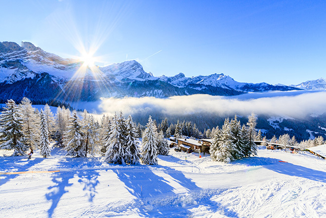Villars - Het resort op de terugweg